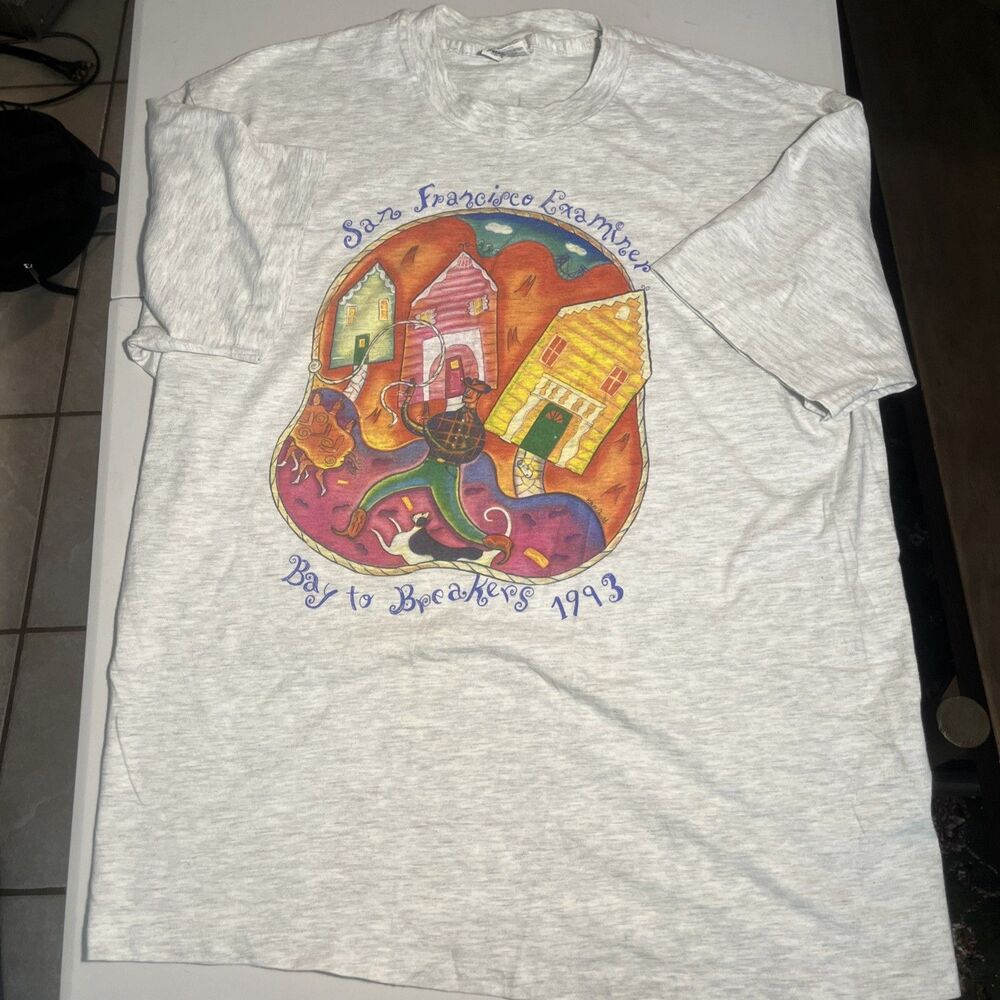 Vintage 1993 Bay to Breakers T Shirt XL San Francisco Examiner Single Stitch